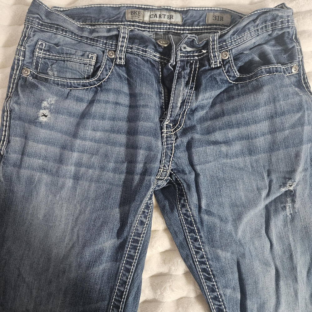 BKE Carter Light Blue Distressed Jeans